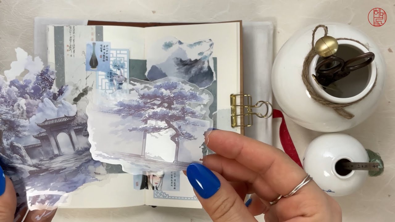 [ASMR] 오방색 시리즈, 청(靑)색 편 #한국풍 #동양풍 #다꾸 #다꾸asmr #papertherapy #scrapbooking #journaling #오방색