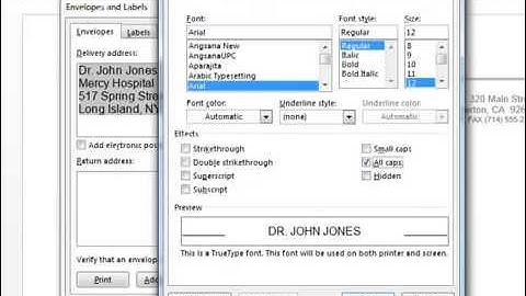 Create an envelope using MS Word