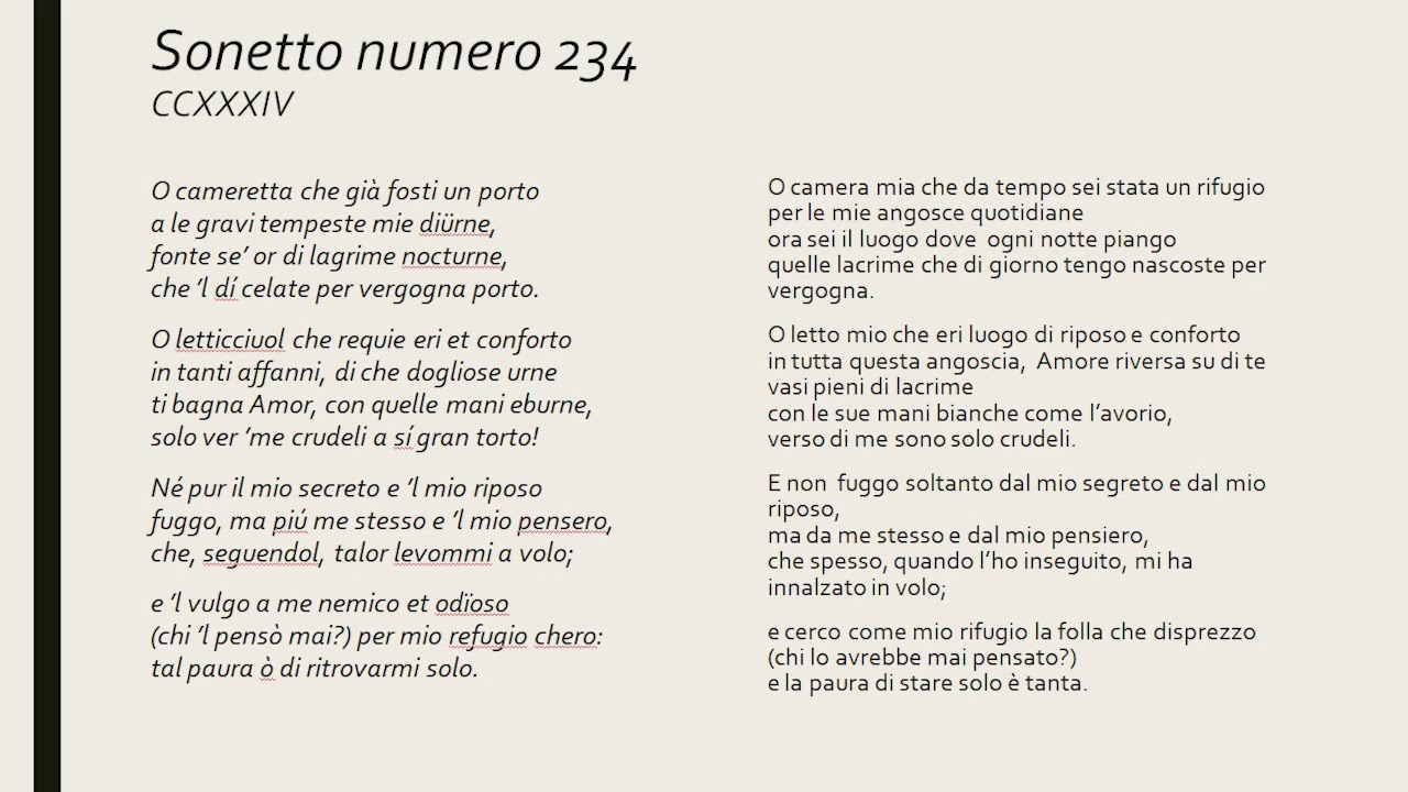 Parafrasi O Cameretta Che Già Fosti Un Porto O cameretta che già fosti un porto - Francesco Petrarca (Gulisano