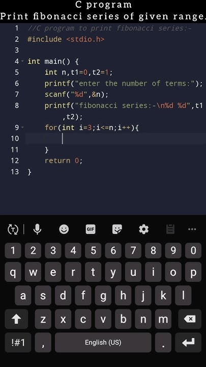 C program to print fibonacci series!!👨💻 - YouTube