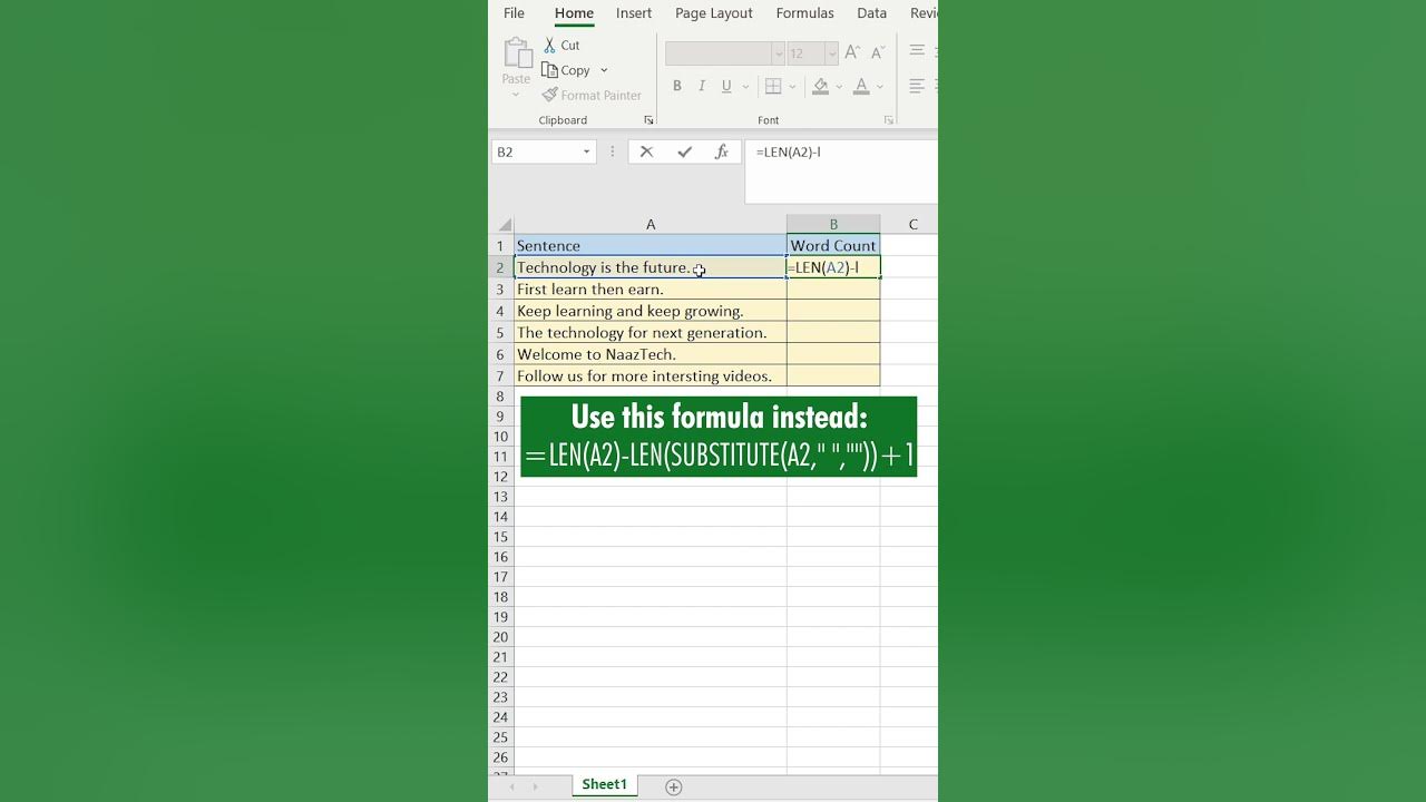 count-number-of-words-in-a-sentence-in-excel-excel-tips-39-shorts