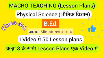 Macro Teaching Lesson Plans Physical Science(भौतिक विज्ञान)|Class 8th|B.Ed. 3rd Sem|HPU|SPU|CU|