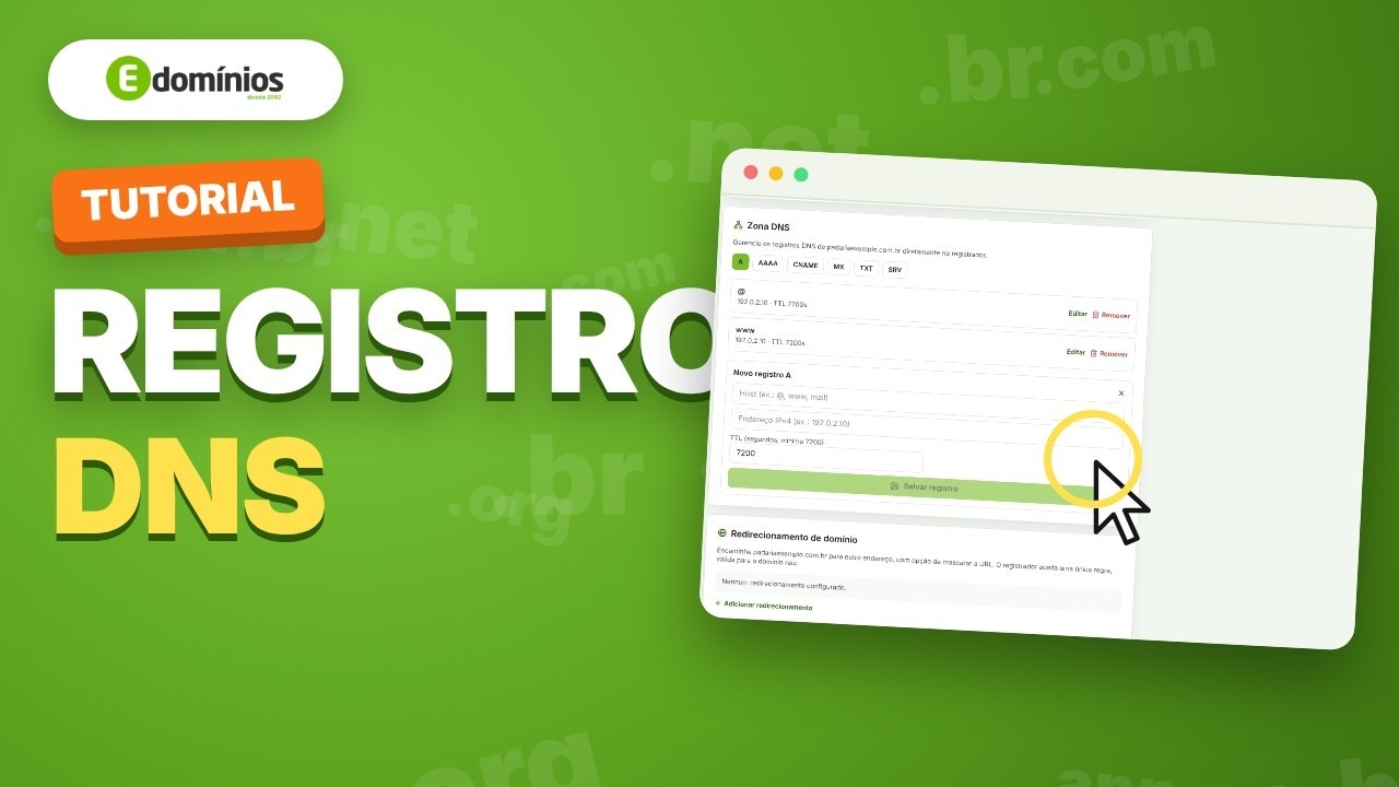 Vídeo: Criar e editar registros DNS (A, CNAME, MX, TXT)