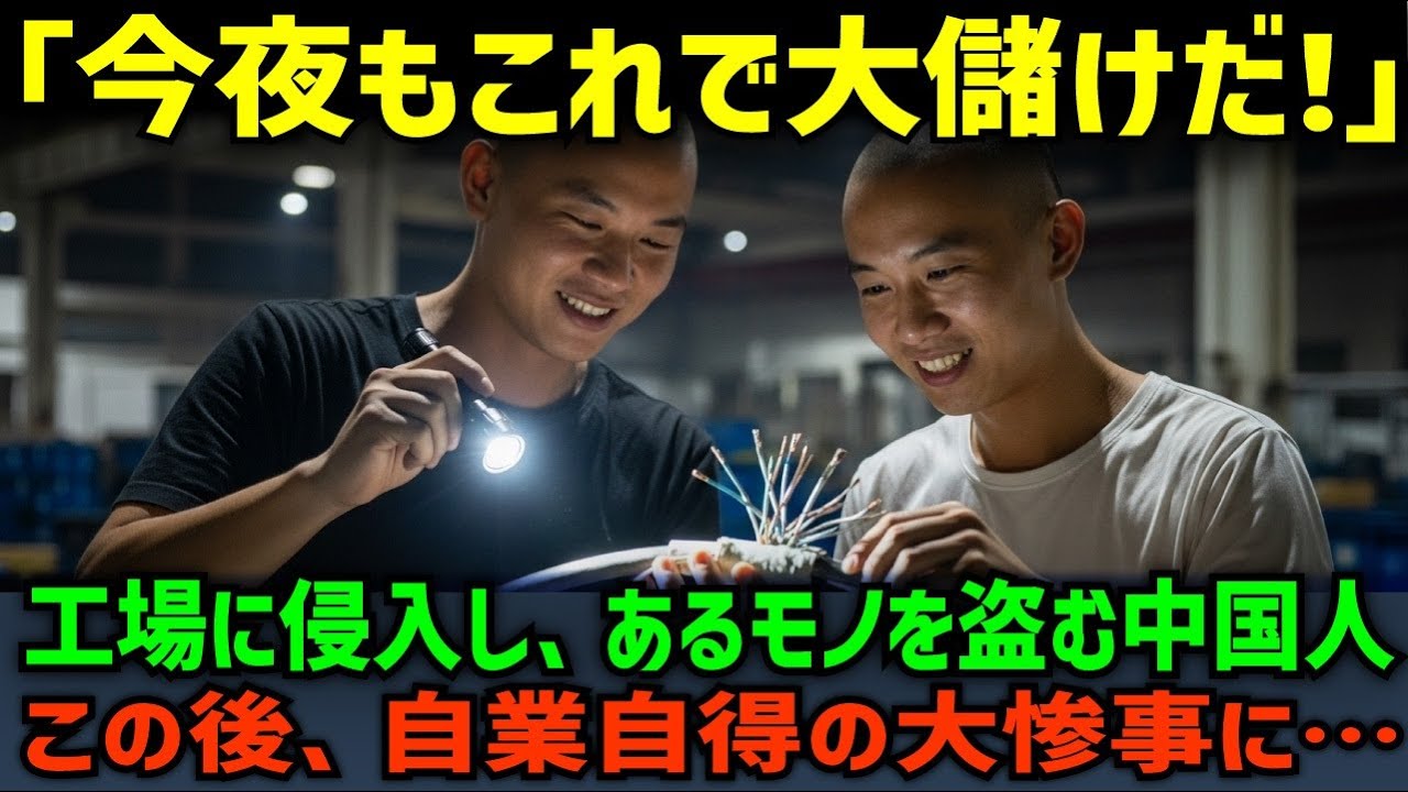 【海外の反応】「盗めるだけ盗め!」深夜の工場に侵入し、あるモノを狙う中国人!その驚きの手口と結末とは…