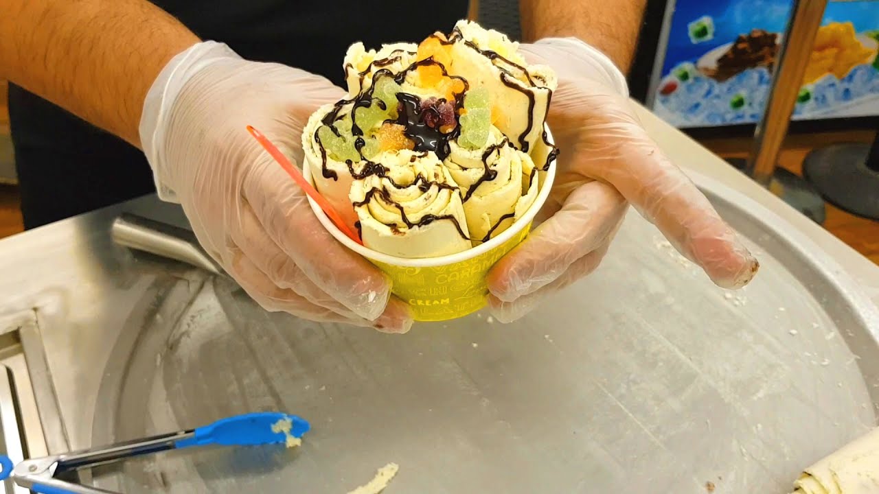 Rolled Ice Cream | Zesty Lemon Cupcake topped with gummy bears - Ice Cream Rolls | Satisfying Video