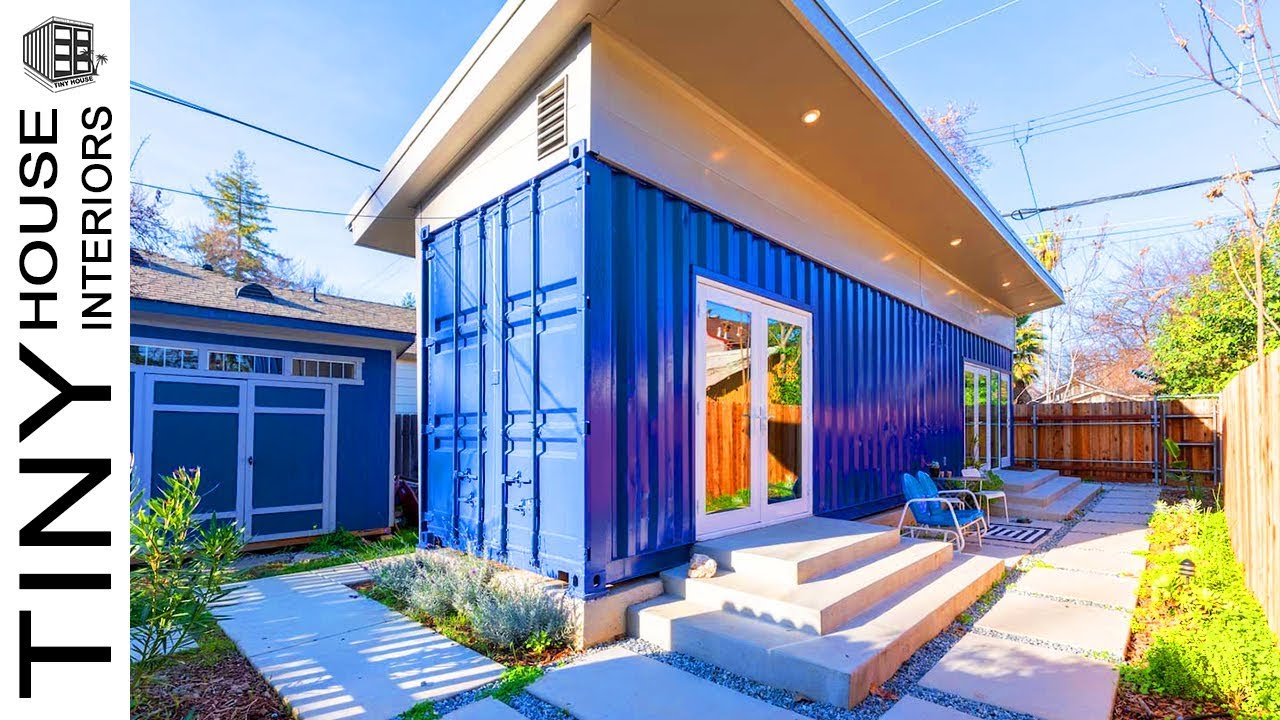 40ft Shipping Container Becomes Fabulous Backyard Tiny House - YouTube
