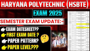 Hsbte Semester Exam Update ll Haryana Polytechnic Semester Exam New Update