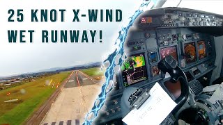 COPILOT MAX Crosswind Landing and Take Off on WET runway!