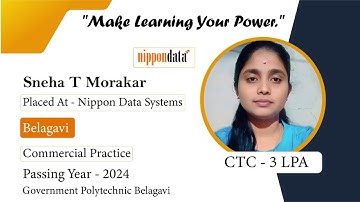 Congrats, Sneha | Selected in Nippon Data Systems | 3 LPA | Commercial Practice, PoY 2024 | Belagavi