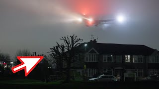 Don't try to sleep here ! Low-Flying Giants Over Houses in Frosty Fog at London Heathrow!