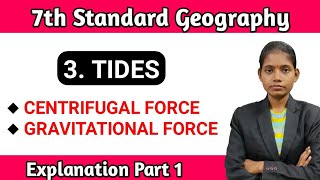 Tides class 7 geography explanation in hindi part 1 | centrifugal force and gravitational force