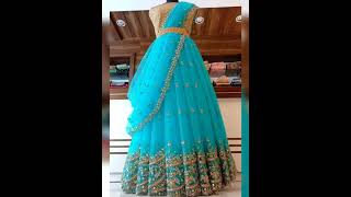 latest half saree designs // pattu silk half saree // croptop // bridal lehenga  // traditional look screenshot 5