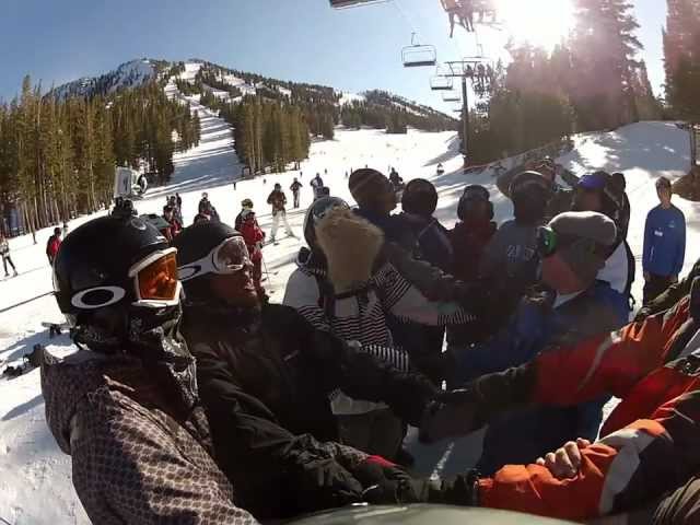 Kid falls off ski lift!