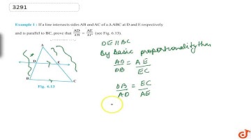 If a line intersects sides AB and AC of a `DeltaA B C` at D and E respectively and is parallel t...