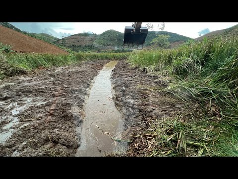 ABRINDO UM RIO COM ESCAVADEIRA HIDRÁULICA EM MEIO AO TABOAL Muita água Entancada No Brejo 