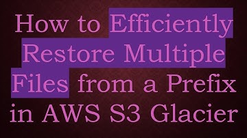 How to Efficiently Restore Multiple Files from a Prefix in AWS S3 Glacier
