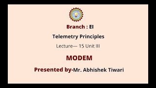 Telemetry Principles | Modem Introduction & Types | AKTU Digital Education