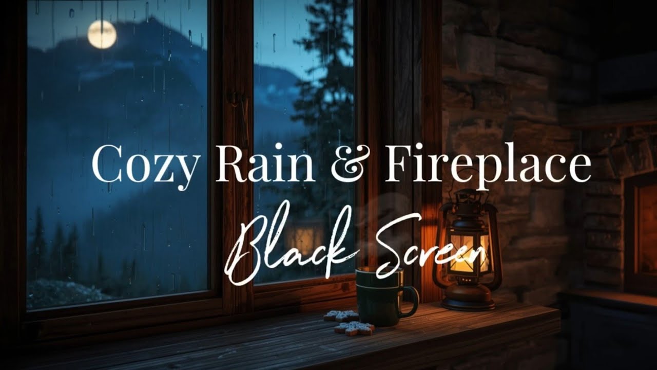 Rain & Fireplace Sounds in a Cozy Cabin 🔥🌧️ Black Screen for Deep Sleep ...