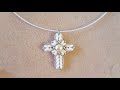 Tutorial Croce con superduo e rocaille.  Diy Tutorial Cross pendant. Cruce cu margelute