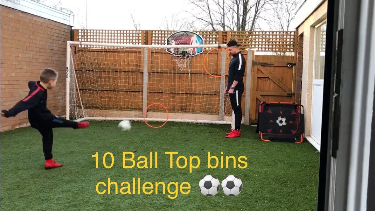 10 Ball Top Bins Challenge Dad 👊⚽️ YouTube