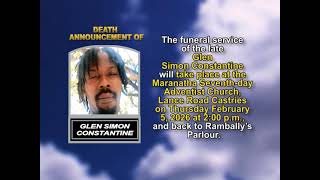 Glen Simon Constantine ~ Short Obituary