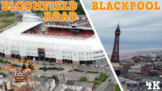 Blackpool FC - Bloomfield Road 4K drone footage plus aerial view of Blackpool