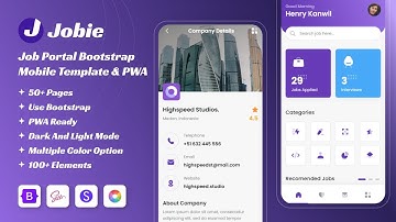 Jobie - Job Portal Bootstrap Mobile Template & PWA #bootstrap  #template