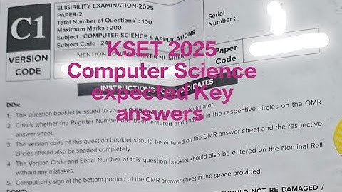 KSET 2025 Computer Science and applications Question paper and expected Key answers|#kset2025#kea
