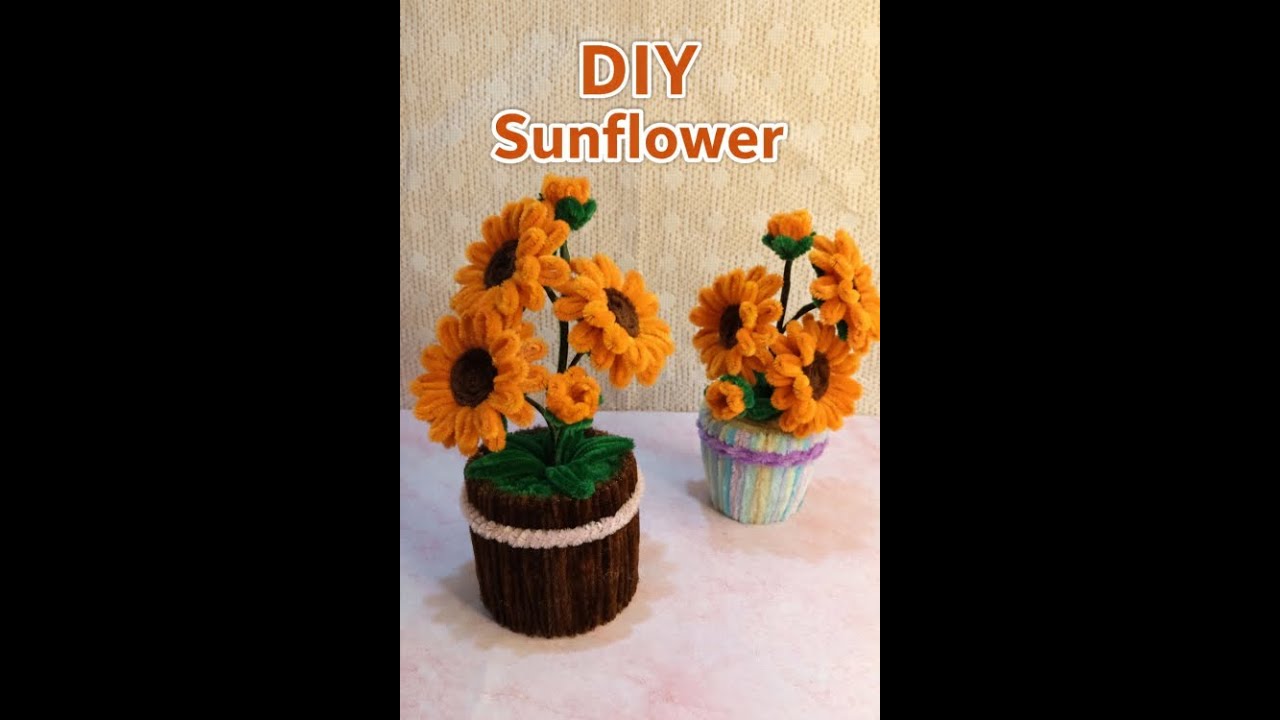 DIY pipe cleaner sunflower | fuzzy wire flower craft |Handmade pipe cleaner flower craft 