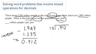 Solving Word Problems That Involve Mixed Operations For Decimals Youtube