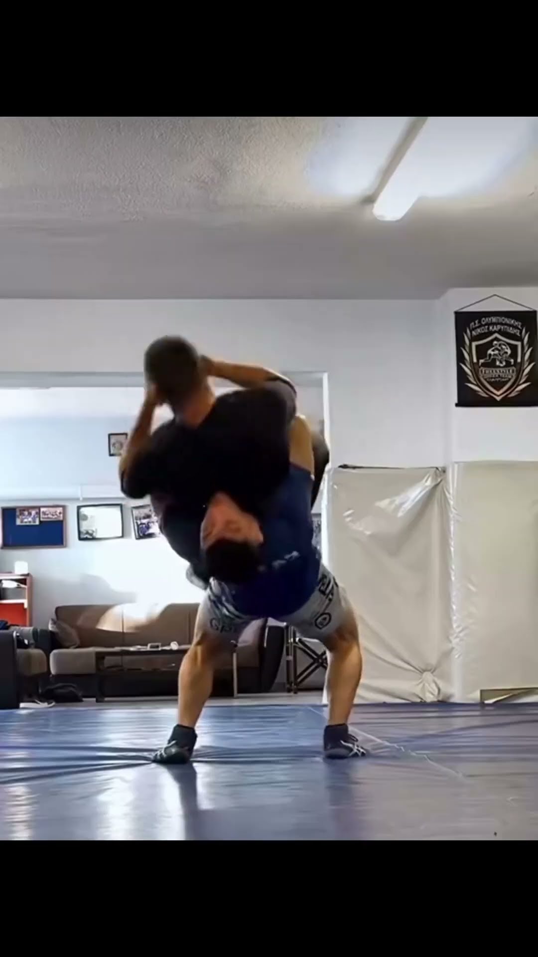 Over the chest! One of the most powerful moves in wrestling! The ground is shaking! # Wrestling