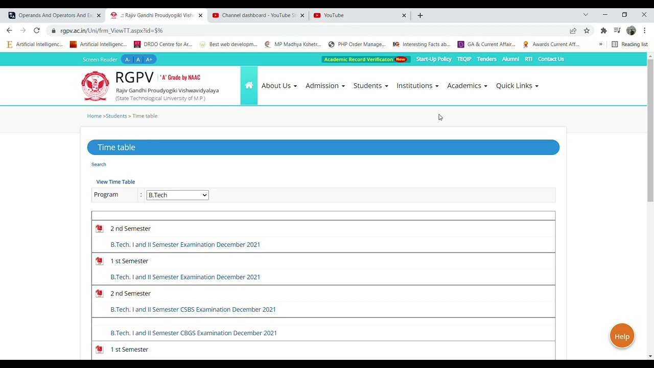 special exam time table for 5,6,7,8 sem students | special exam time table | special exam | rgpv