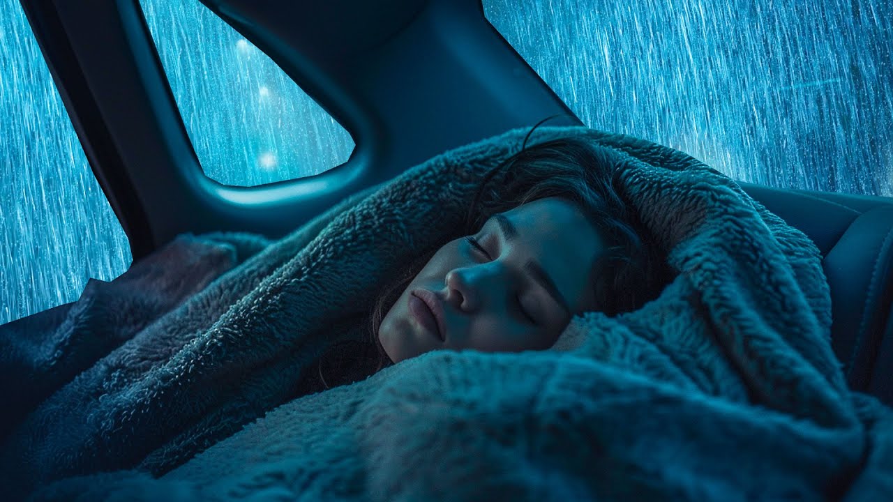 Perfect Sleep with Heavy Rain & Thunder on Car During Epic Storm in Rainforest at Night
