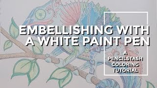 How to embellish your colored pencil coloring with a Uni-Posca Marker!  -- A PENCILSTASH Tutorial screenshot 2