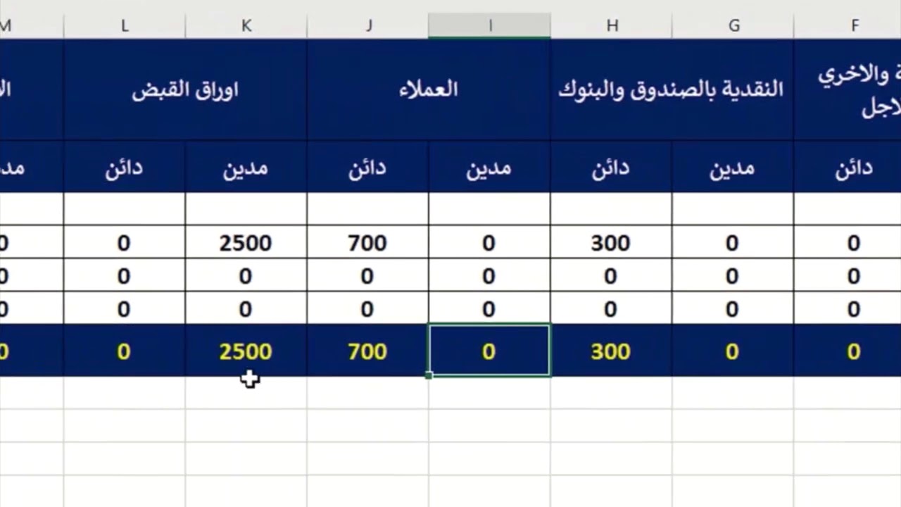 تربيط ميزان المراجعة بالمجاميع بالاستاذ العام باستخدام دالة HLOOKUP ,INDEX ,MATECH