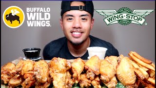 THE BEST WINGSTOP VS. BUFFALO WILD WINGS CHALLENGE! MUKBANG