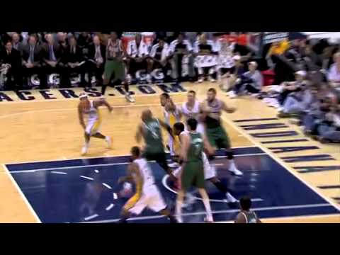 Danny Granger block for the Paul George dunk in the fastbreak vs Milwaukee Bucks