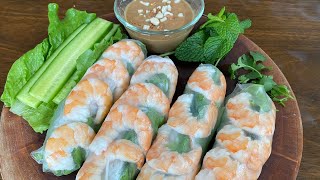 Vietnamese Shrimp Spring Rolls with Peanut Dipping Sauce