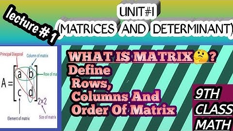 9th class:MATH:MATRICES AND DETERMINANTS.row,column,order lecture 1