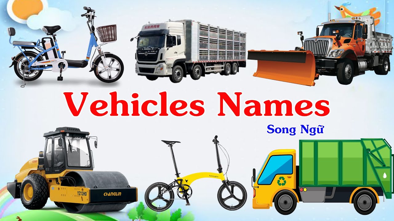 XE GÌ ĐÂY? Xe Chở Rác, Xe Xúc Tuyết, Xe Lu, Xe Đạp Điện | Tiếng Anh Tên ...