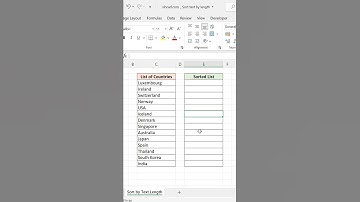 Sort by Text Length in Excel