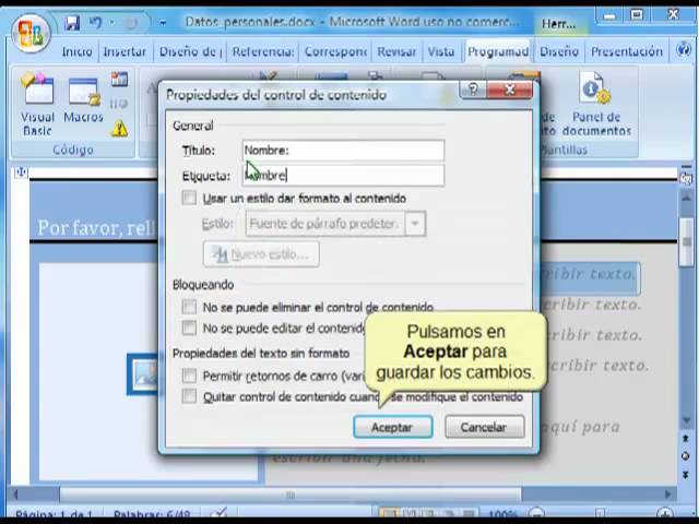 Curso de Word 2007. 19. 6. Crear formularios. - YouTube