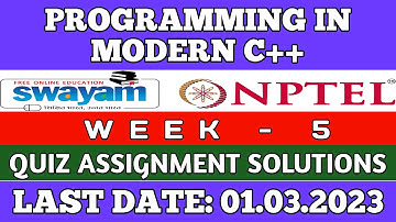 NPTEL Programming In Modern C++ Week 5 Quiz Assignment Solution | July 2023 | IIT Kharagpur