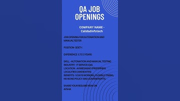 QA JOB OPENING FOR AUTOMATION TESTING  #testing #education #automationtesting #selenium #manualtest