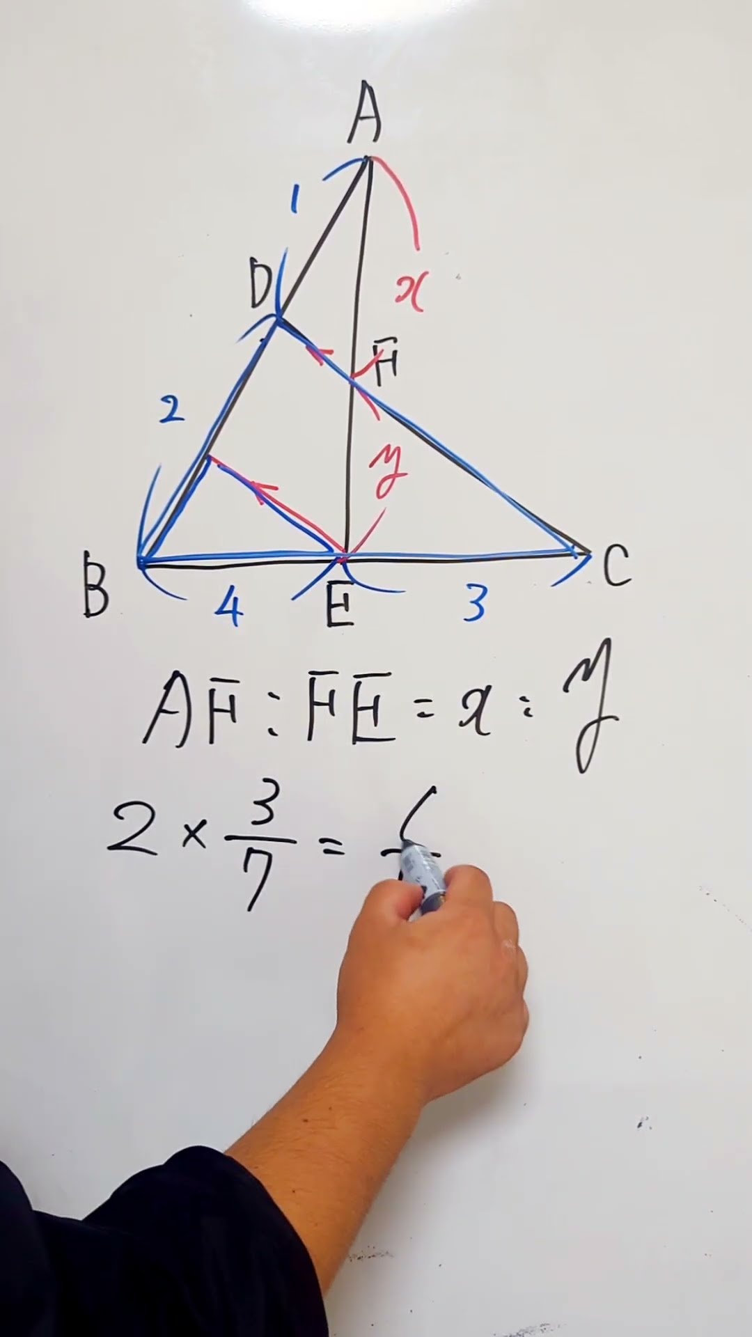 メネラウスの定理なし 中学数学のセンスで解く。 - YouTube