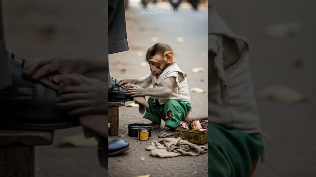 🐒Poor little monkey gets beaten for sitting in bus, Hanuman ji saves him and show good way🙏✨