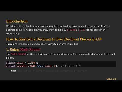 How to Format a Decimal to Two Decimal Places in C#