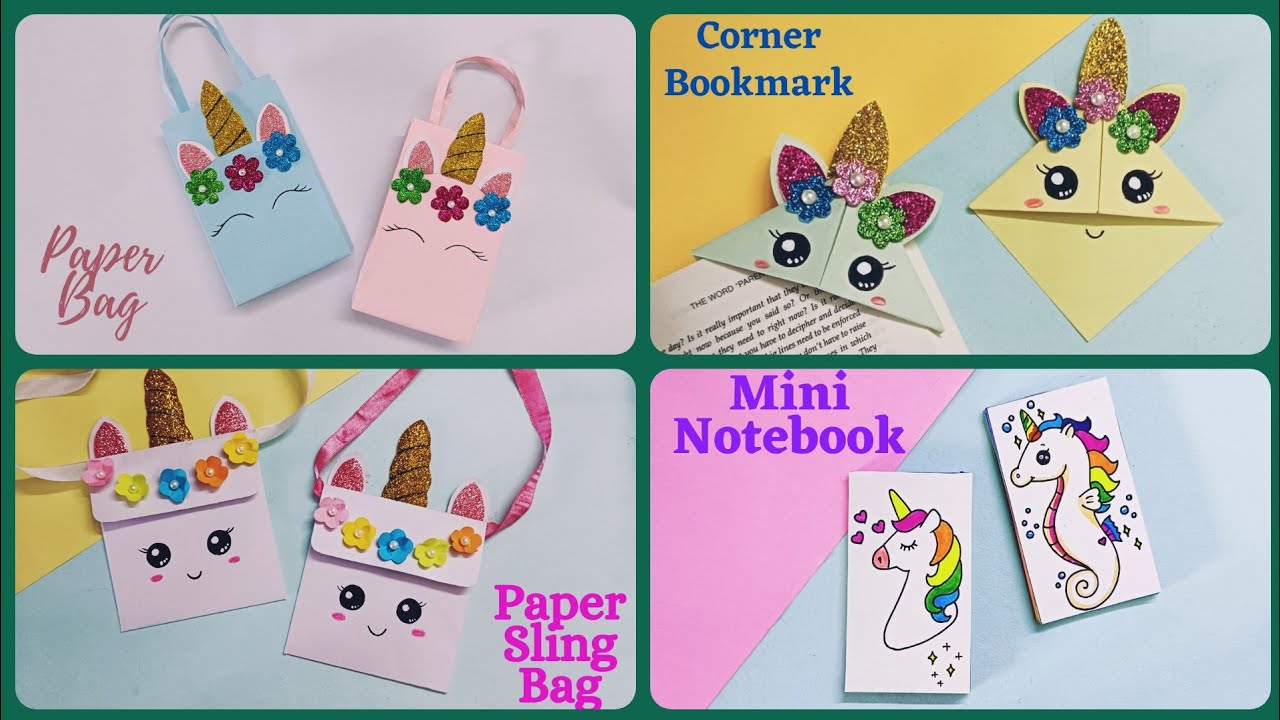 DIY Unicorn paper craft / How to make unicorn school supplies