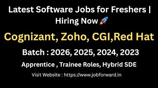 🚨 Freshers Hiring Now | Cognizant, Zoho, CGI, Red Hat, Smartsheet | Apply Fast 2024 2025 2026 Batch