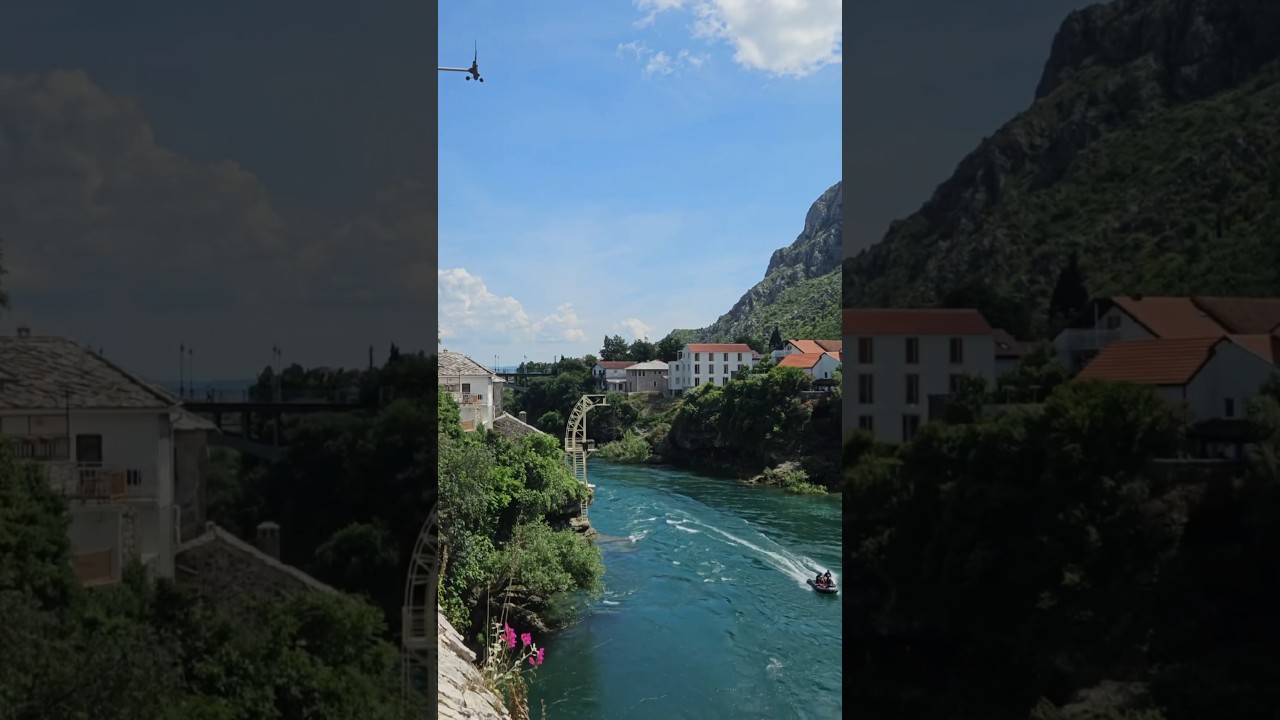 View From Historical Bridge in Mostar, Bosnia and Herzegovina 